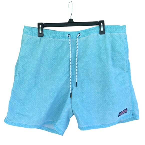 Vineyard Vines 7 Inch Island Swim Trunks Blue Geometric Print Men's Size XL - Picture 1 of 10